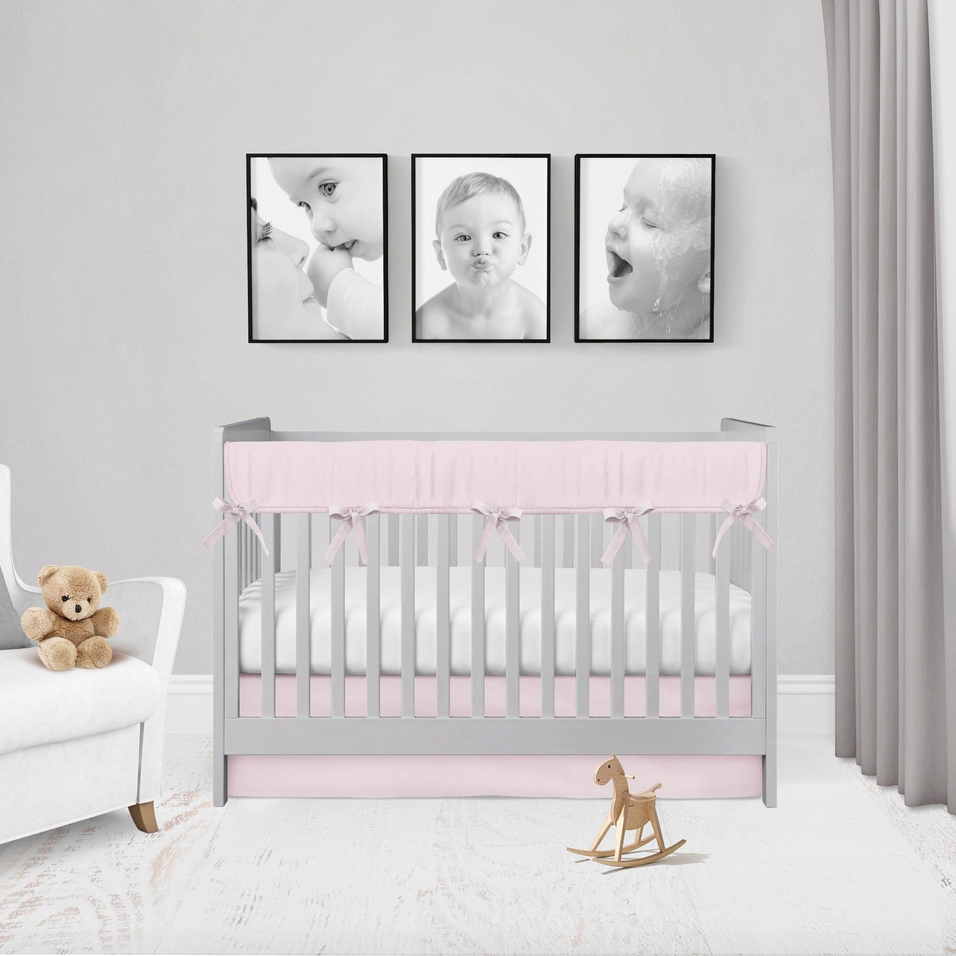 Mini Crib Bedding for Girls, Baby Pink Nursery - The Creative Raccoon