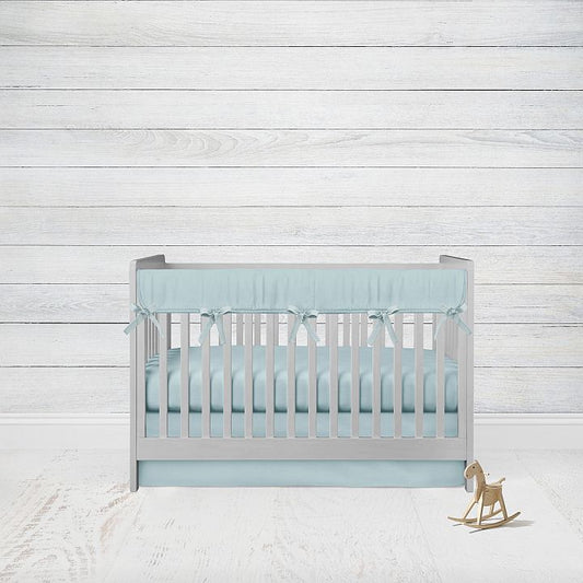 Mini Crib Bedding Sets, Crib Rail Cover Fitted Crib Sheet Aqua Nursery - The Creative Raccoon