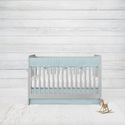 Mini Crib Bedding Sets, Crib Rail Cover for Teething, Aqua Nursery Boy - The Creative Raccoon