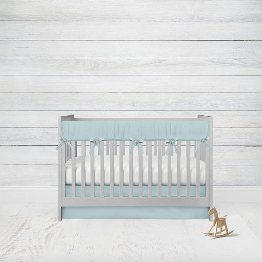 Mini Crib Bedding Sets, Crib Rail Cover for Teething, Aqua Nursery Boy - The Creative Raccoon