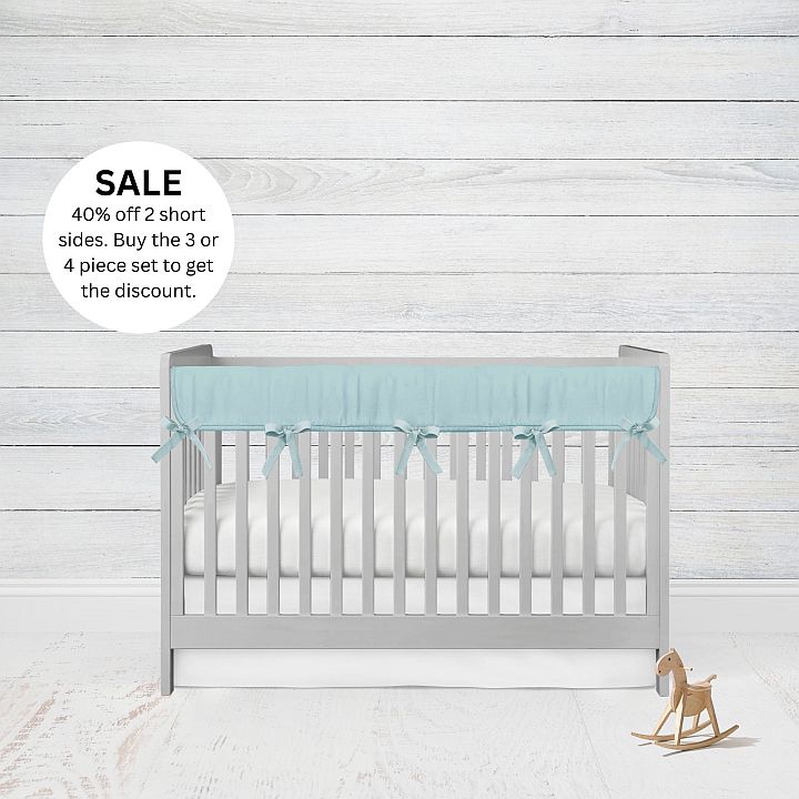 Mini Crib Bedding Sets, Mini Crib Rail Cover for Teething Aqua Nursery - The Creative Raccoon