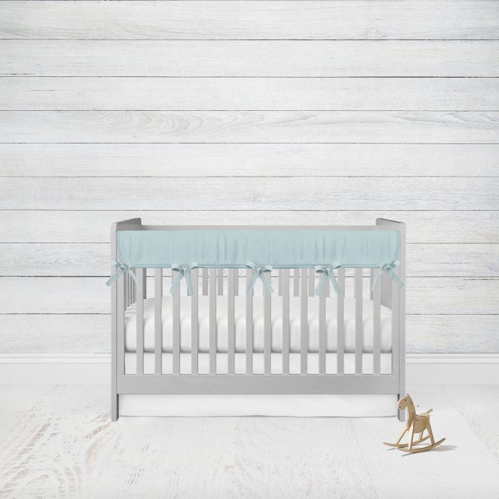 Mini Crib Bedding Sets, Mini Crib Rail Cover for Teething Aqua Nursery - The Creative Raccoon