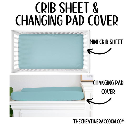 aqua mini crib sheet & changing pad cover