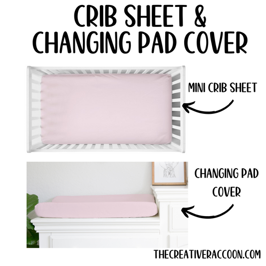 light pink crib sheet & changing pad cover