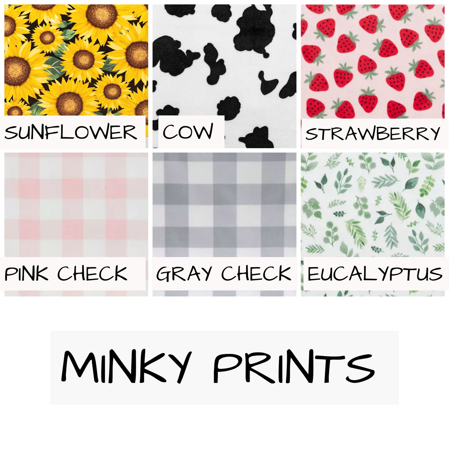 minky prints available for the pillow