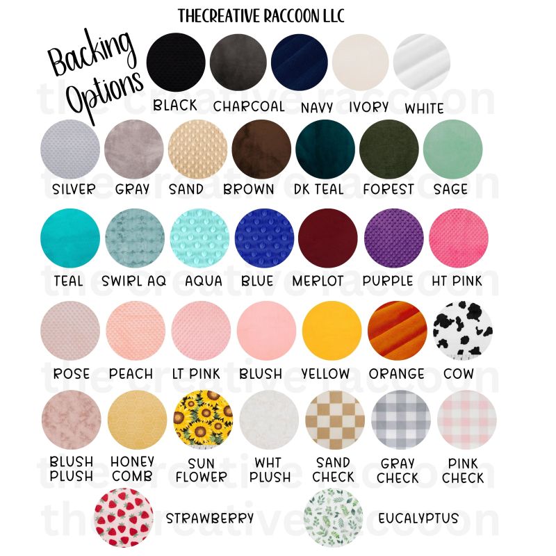 minky colors available - The Creative Raccoon