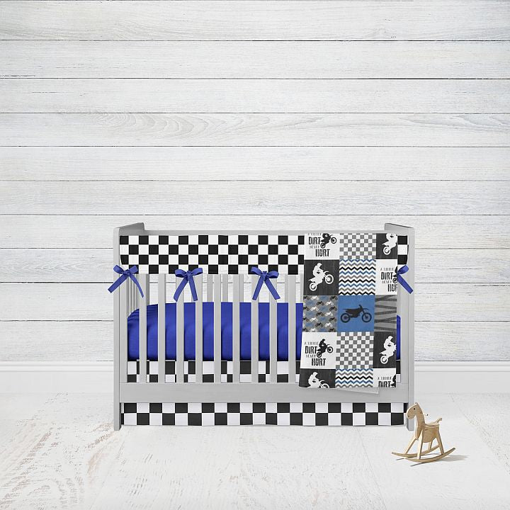 Motocross Crib Bedding Set, Dirt Bike Baby Blanket, 4 Piece Set - The Creative Raccoon