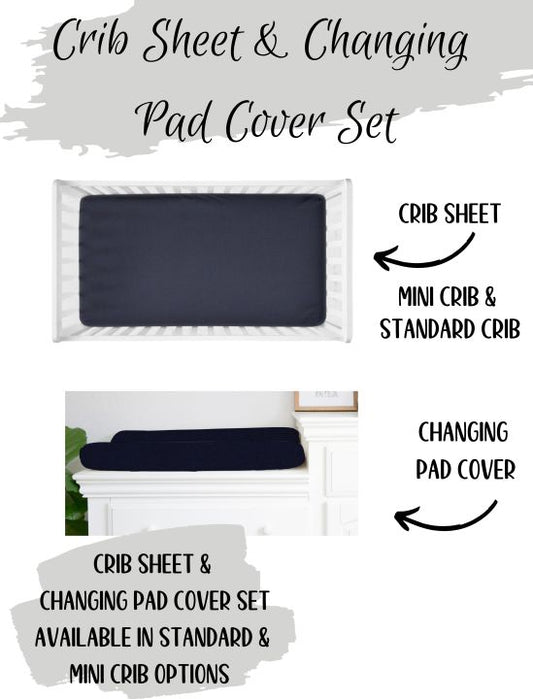 Navy Blue Crib Sheet, Changing Pad Cover - The Creative Raccoon