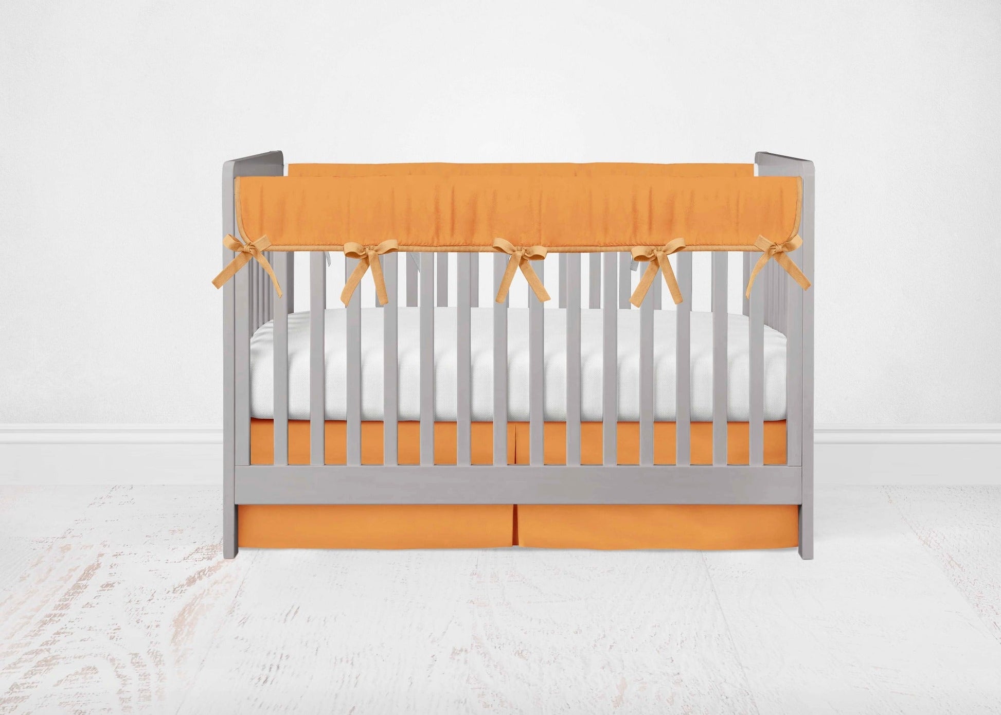 Orange Crib Skirt, Crib Rail Teething Cover, Orange Nursery Bedding - The Creative Raccoon