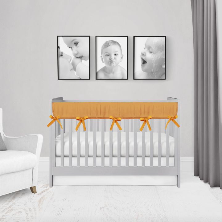 Orange Mini Crib Rail Teething Cover, Mini Crib Nursery Bedding - The Creative Raccoon