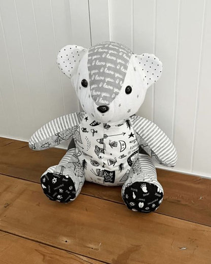 Patchwork Memory Bear, Baby Clothes Keepsake Bear - The Creative Raccoon