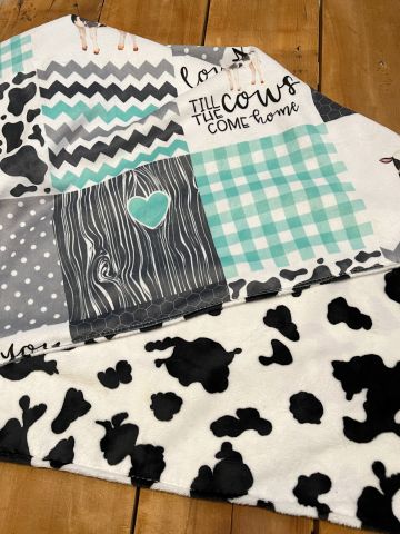Personalized Farm Animal Baby Blanket, Mint Green & Grey Nursery - The Creative Raccoon