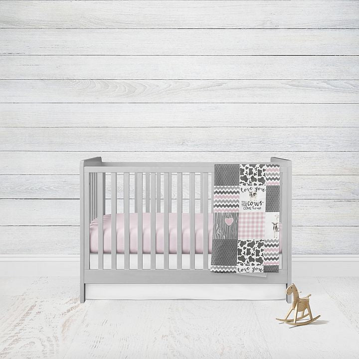 Pink Cow Print Baby Bedding Set, 2 - Piece Set - The Creative Raccoon