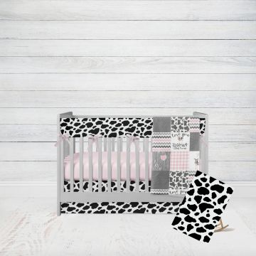 Pink Cow Print Crib Bedding, 5 - Piece Set - The Creative Raccoon