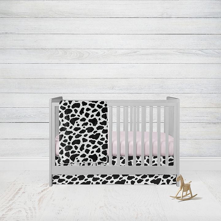 Pink Cow Print Crib Bedding, Baby Girl Farm Animal Crib Set - The Creative Raccoon