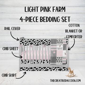 Pink Cow Print Crib Bedding Set, 4 - Piece Set - The Creative Raccoon