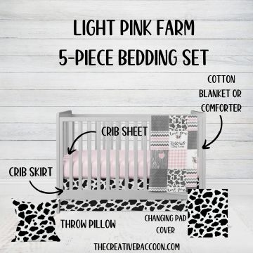 Pink Cow Print Crib Bedding Set, 5 - Piece Set #2 - The Creative Raccoon