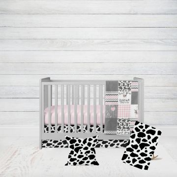 Pink Cow Print Crib Bedding Set, 5 - Piece Set #2 - The Creative Raccoon
