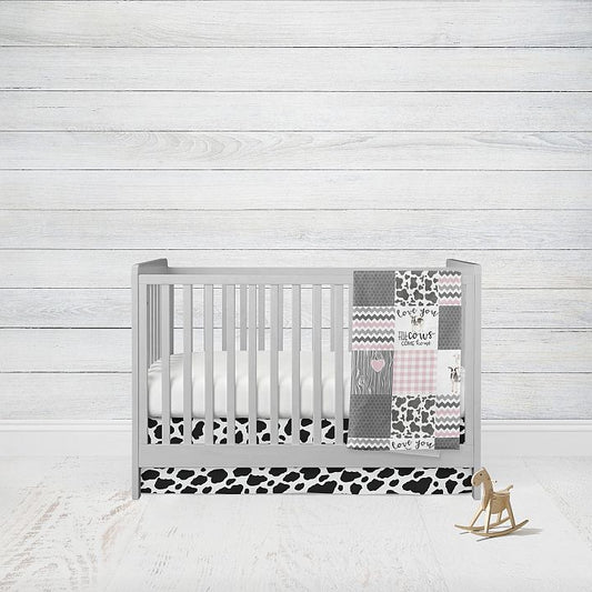 Pink Cow Print Mini Crib Bedding 2 - Piece Set #2 - The Creative Raccoon