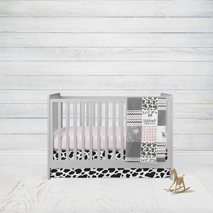 Pink Cow Print Mini Crib Bedding 3 - Piece Set - The Creative Raccoon