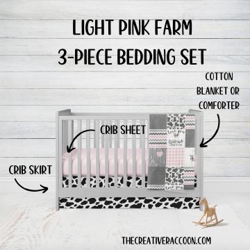 Pink Cow Print Mini Crib Bedding 3 - Piece Set - The Creative Raccoon