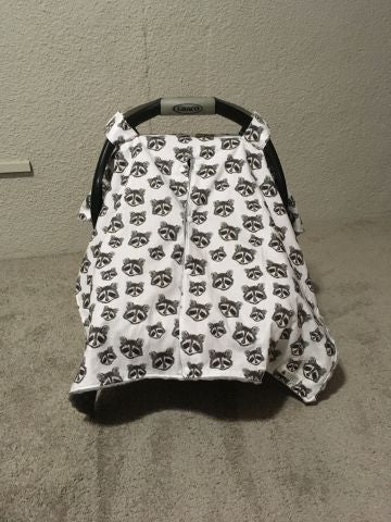 Raccoon Car Seat Canopy Cover, Raccoon Baby Nursery - The Creative Raccoon