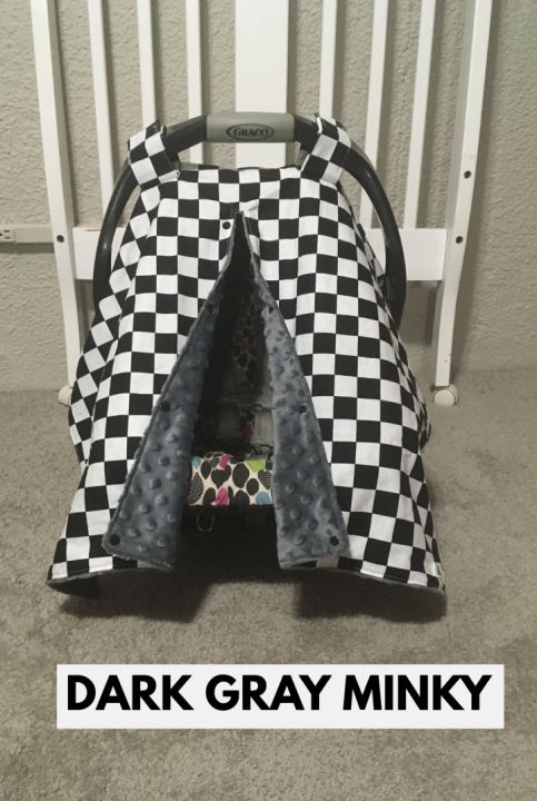 Racing Check Car Seat Canopy Cover, Racing Nursery Decor - The Creative Raccoon