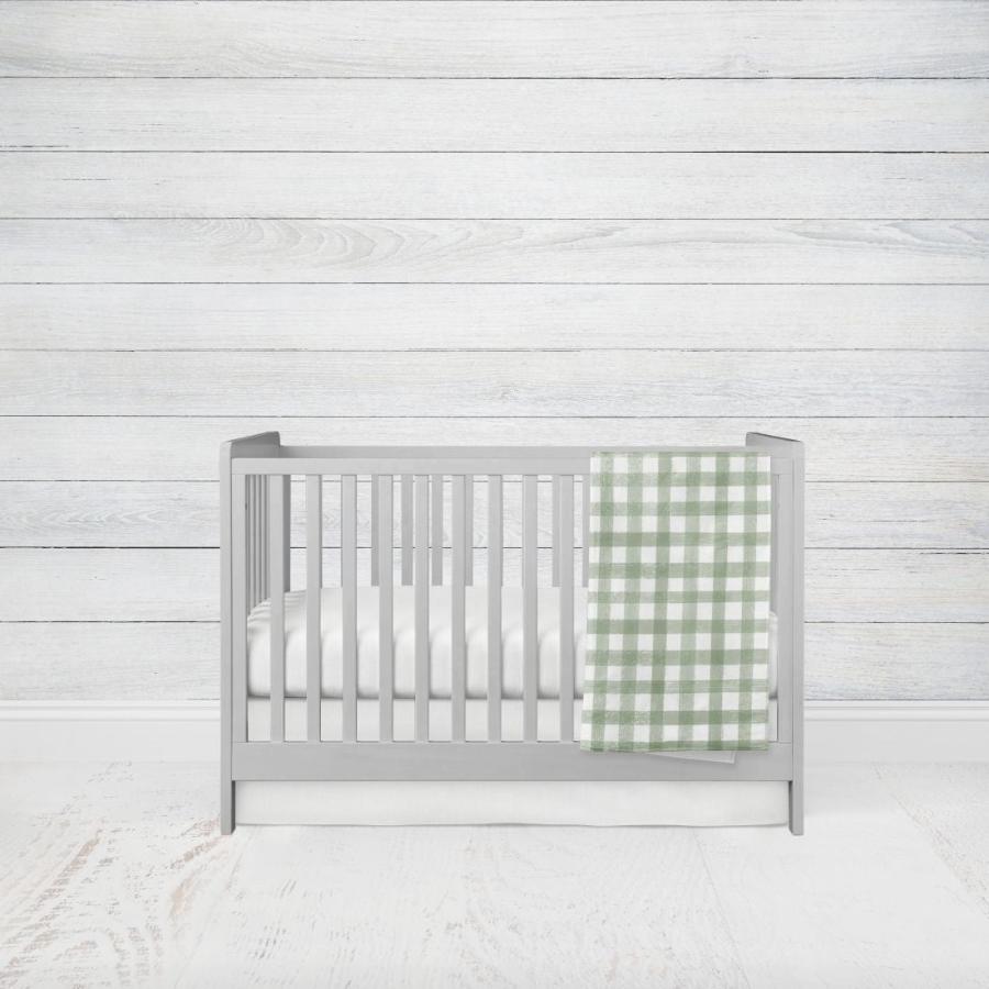 Sage Gingham Crib Bedding 3 - Piece Set, Sage Nursery Bedding - The Creative Raccoon