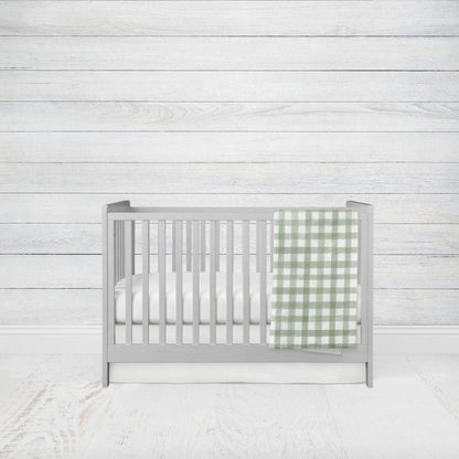 Sage Gingham Crib Bedding 3 - Piece Set, Sage Nursery Bedding - The Creative Raccoon