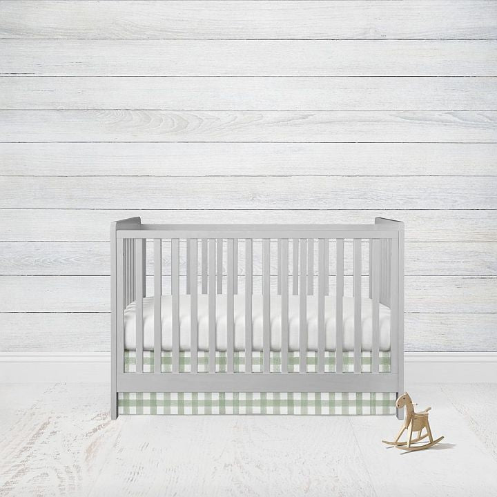 Sage Gingham Crib Bedding, Sage Nursery Bedding - The Creative Raccoon