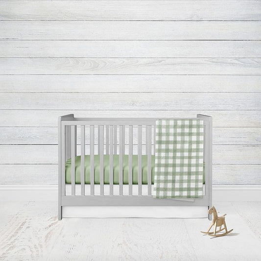 Sage Green Crib Bedding 2 - Piece Set, Gingham Nursery Bedding - The Creative Raccoon