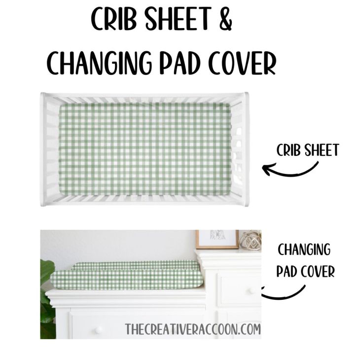 Sage Green Crib Sheets, Baby Changing Pad Cover, Green Nursery Neutral - The Creative Raccoon