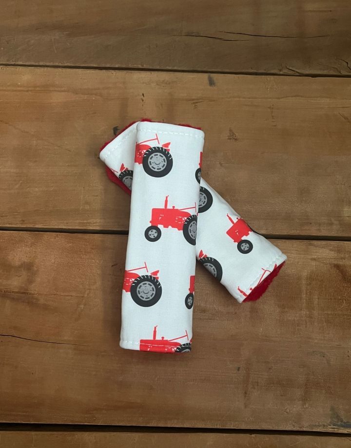 Seat Belt Covers for Kids, 1st Birthday Gift Ideas for Boys, Red Tractor Nursery - The Creative Raccoon