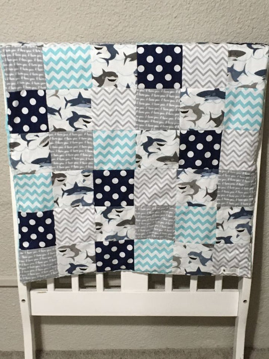 Shark Quilt Bedding, Patchwork Baby Quilts - The Creative Raccoon