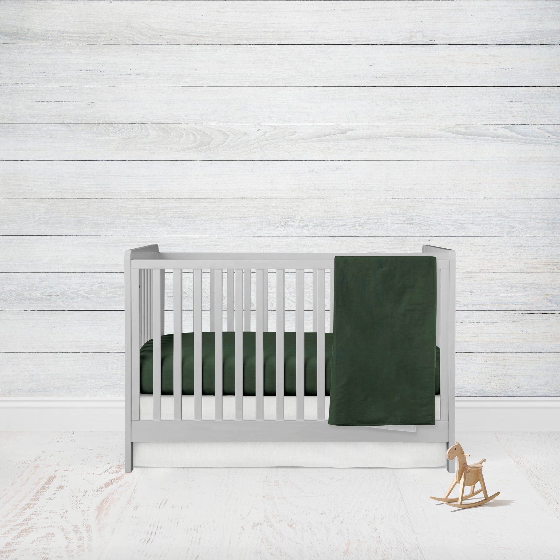 hunter green crib sheet & baby blanket