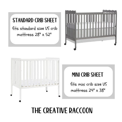 standard crib sheet for mattress 28x52 inches & mini crib sheet for mattress 24x38 inches - The Creative Raccoon
