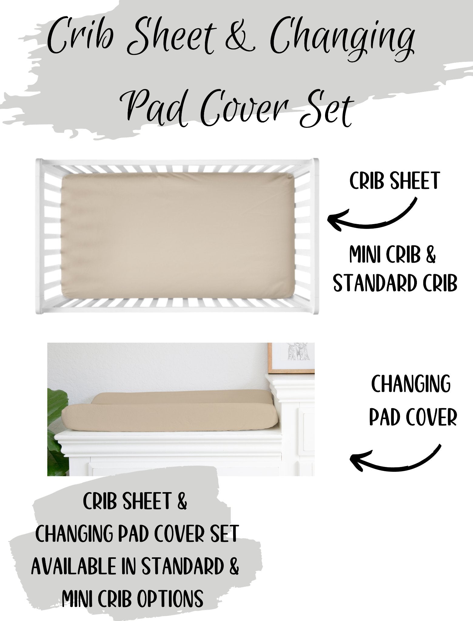 Tan Fitted Crib Sheet, Changing Pad Cover, Brown Baby Nursery - The Creative Raccoon