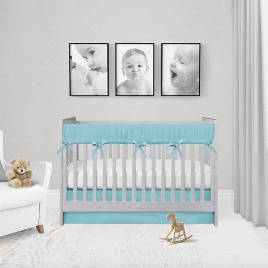 Teal Crib Skirt, Crib Rail Teething Cover, Boy Nursery Bedding - The Creative Raccoon