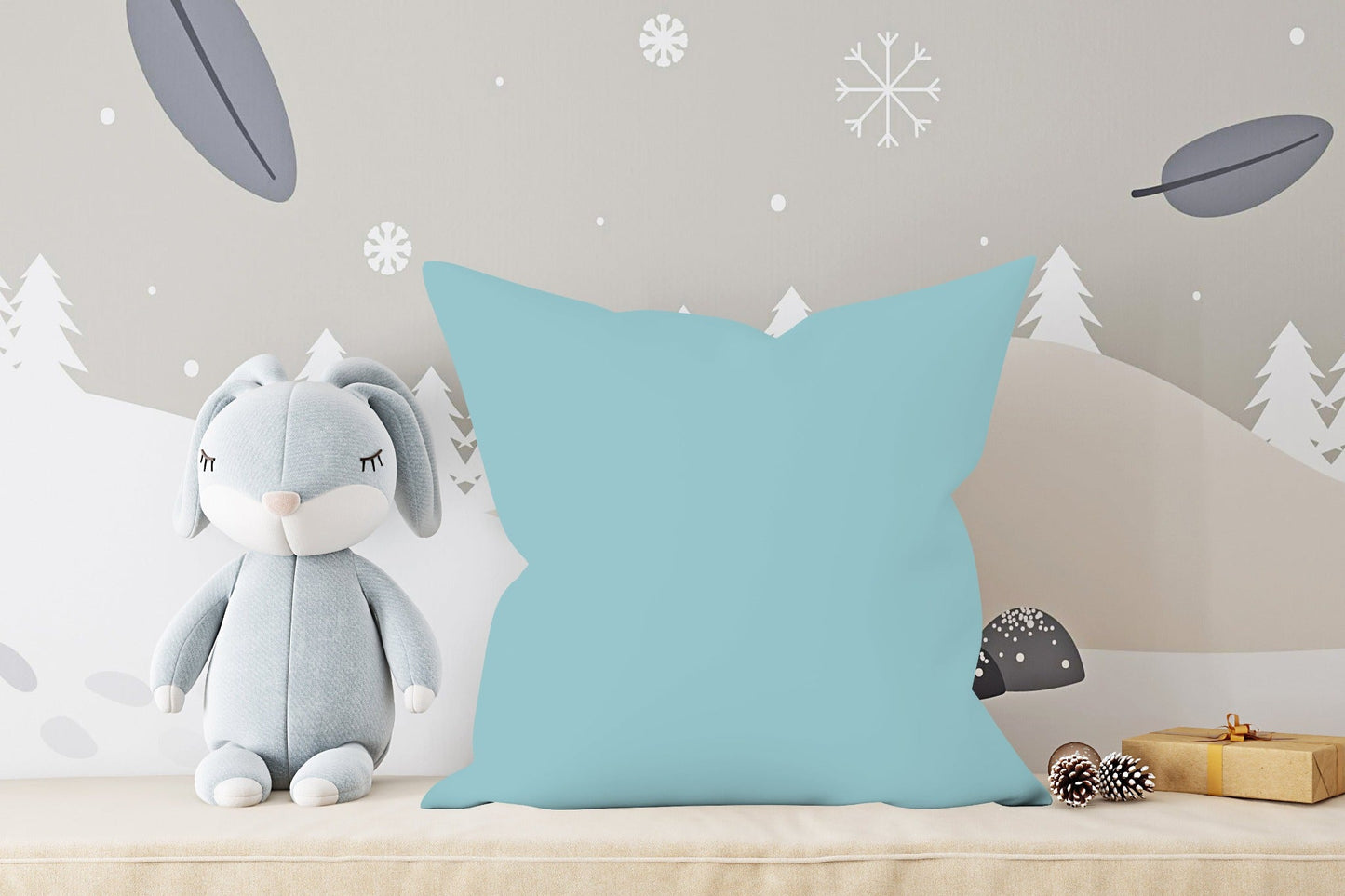Throw Pillow for Baby, Aqua Nursery Decorative Pillow, Nursery Decor - The Creative Raccoon