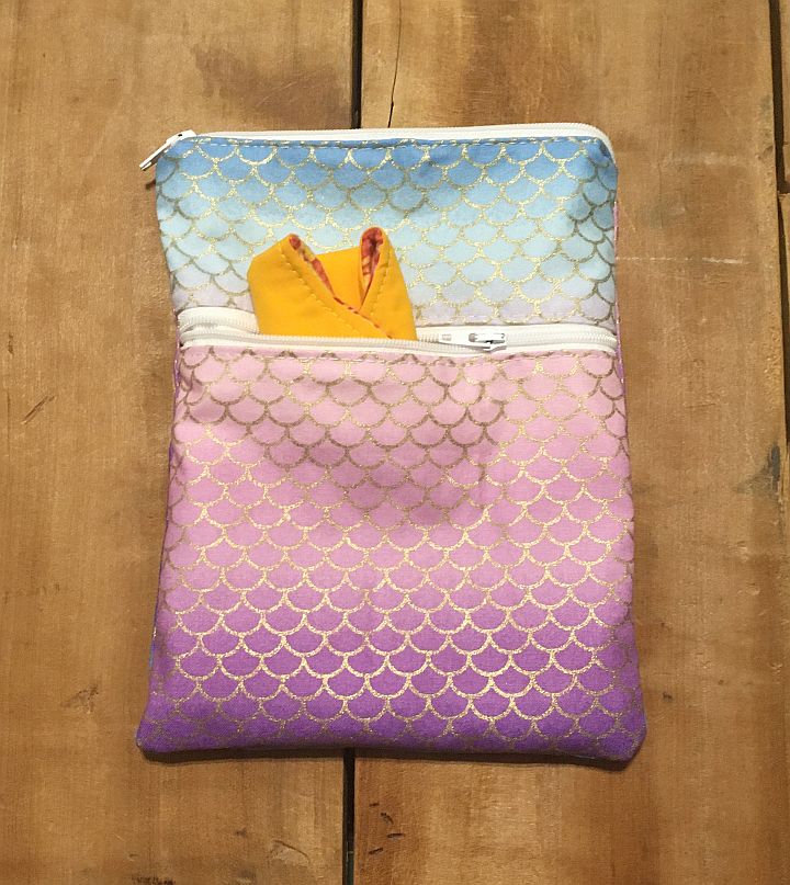 Wet Bag for Reusable Pads, Menstrual Cup Bag, Mermaid Scales Bag - The Creative Raccoon