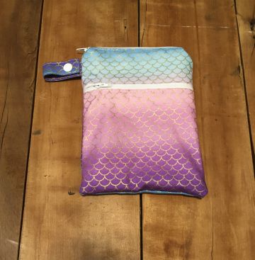 Wet Bag for Reusable Pads, Menstrual Cup Bag, Mermaid Scales Bag - The Creative Raccoon