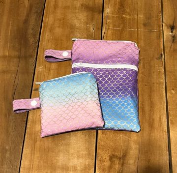 Wet Bag for Reusable Pads, Menstrual Cup Bag, Mermaid Scales Bag - The Creative Raccoon