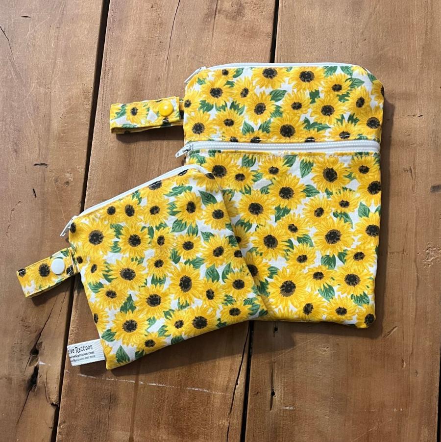 Wet Dry Bag, Period Bag, Travel Pouch, Sunflower Bag - The Creative Raccoon