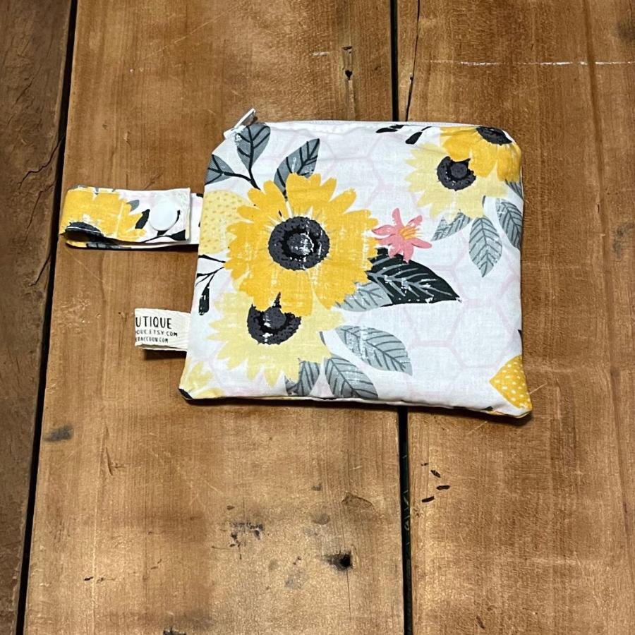 Wet Dry Bag, Period Bag, Travel Pouch, Sunflower Bag - The Creative Raccoon