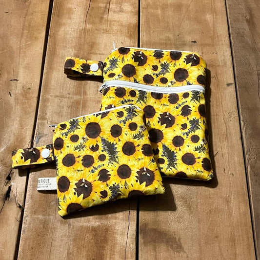 Wet Dry Bag, Period Bag, Travel Pouch, Sunflower Bag - The Creative Raccoon