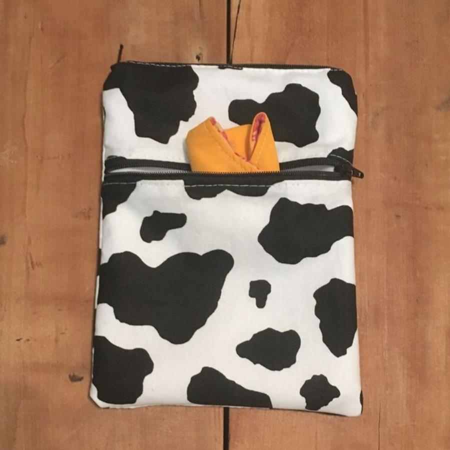 Wet Dry Bag, Period Pouch, Cow Print Bag - The Creative Raccoon