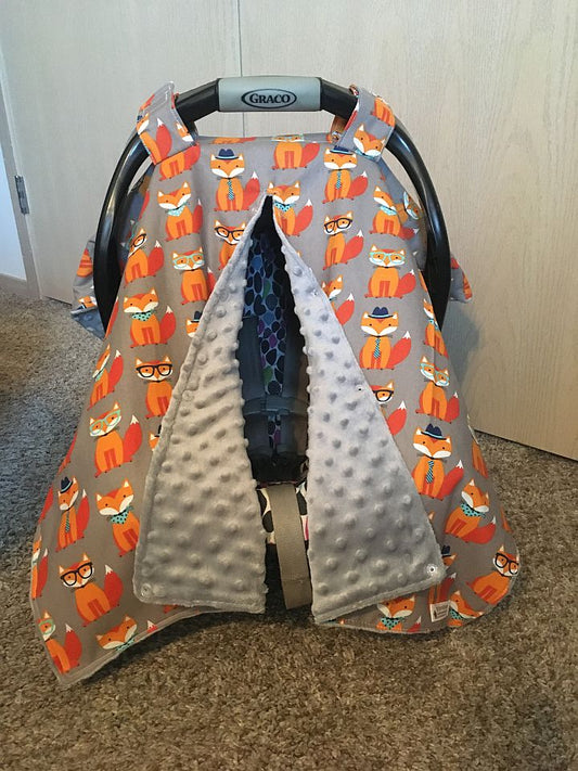 Woodland Car Seat Canopy, Fox Nursery Gift - The Creative Raccoon