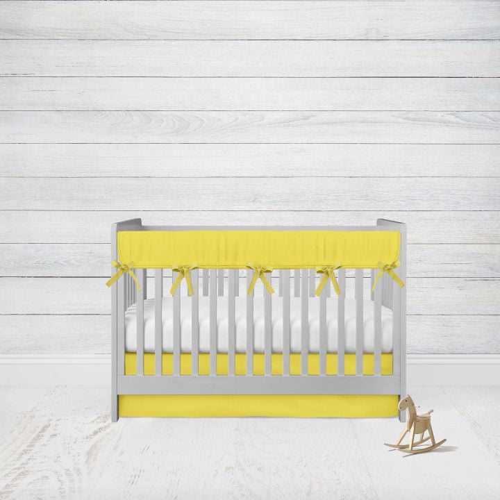 Yellow Crib Skirt, Crib Rail Cover for Teething, Gender Neutral Nursery - The Creative Raccoon