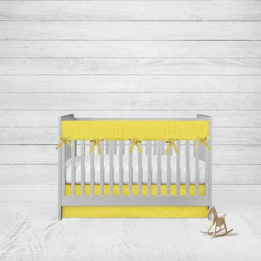 Yellow Crib Skirt, Crib Rail Cover for Teething, Gender Neutral Nursery - The Creative Raccoon