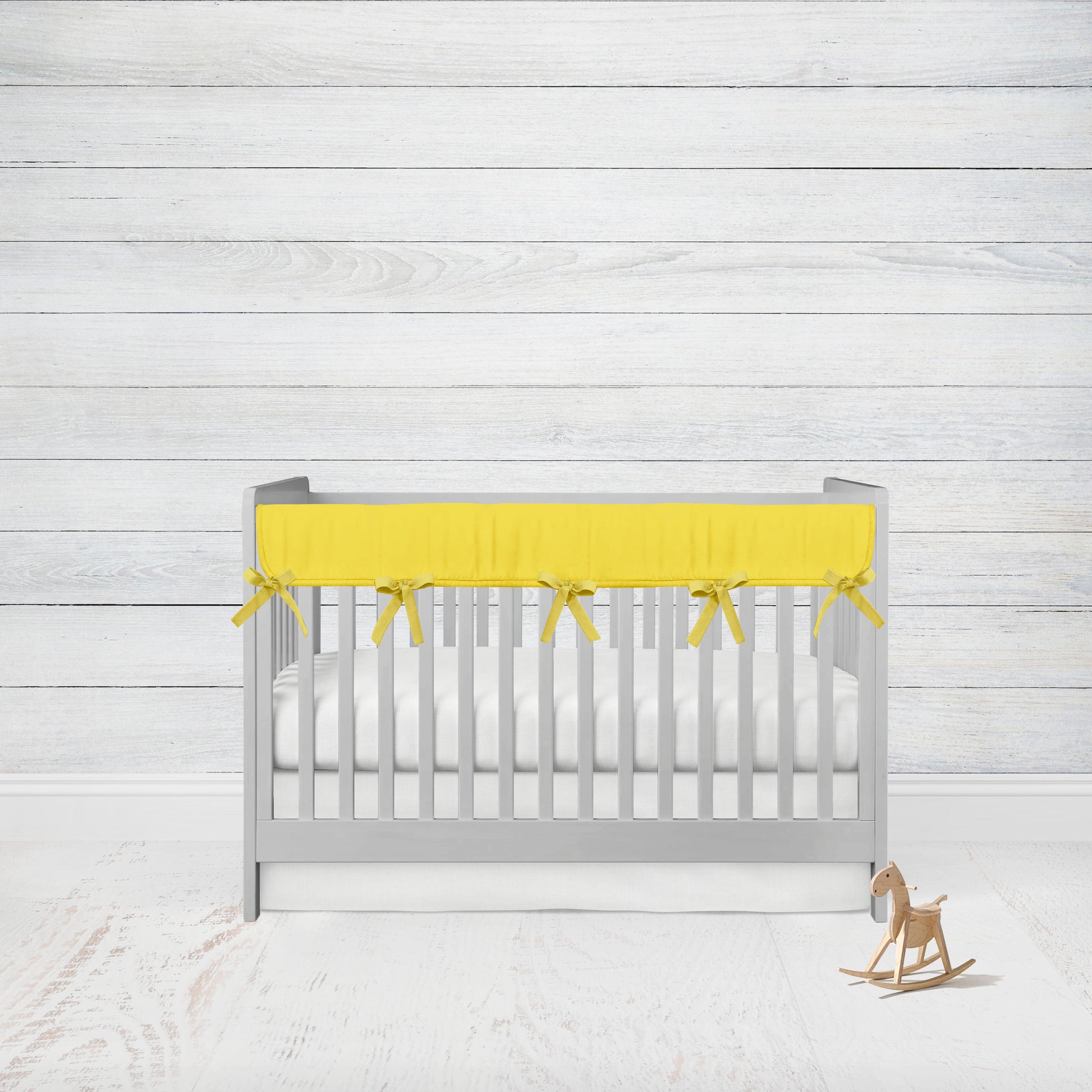 yellow mini crib rail cover 
